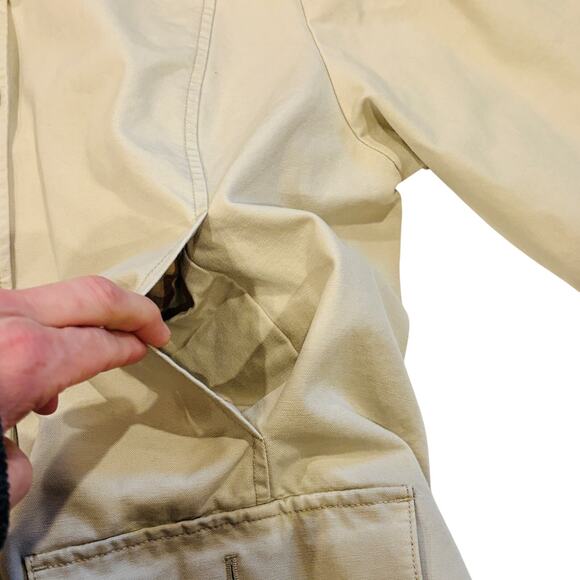 LL Bean Adirondack Barn Chore Coat Womens XL Petite Beige Flannel Lined Canvas - Picture 4 of 10